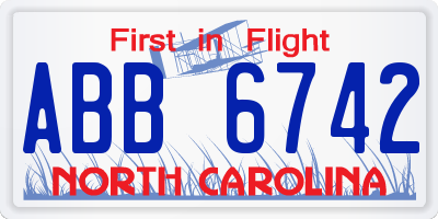 NC license plate ABB6742