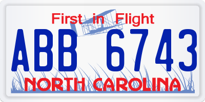 NC license plate ABB6743