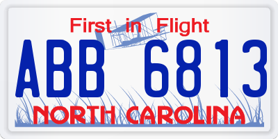 NC license plate ABB6813