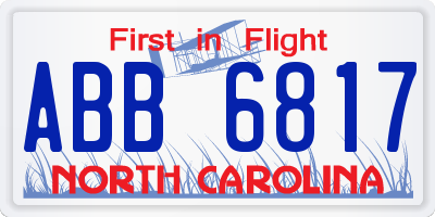 NC license plate ABB6817