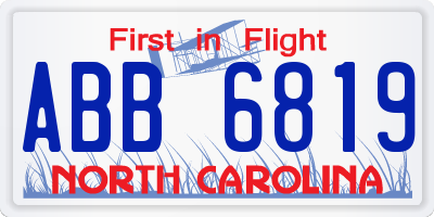 NC license plate ABB6819