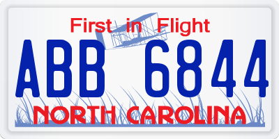 NC license plate ABB6844