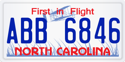 NC license plate ABB6846