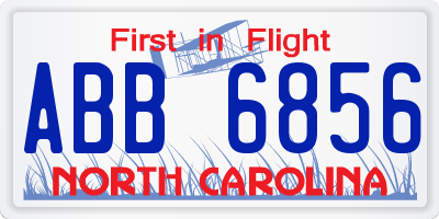 NC license plate ABB6856