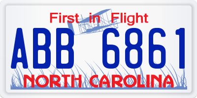 NC license plate ABB6861
