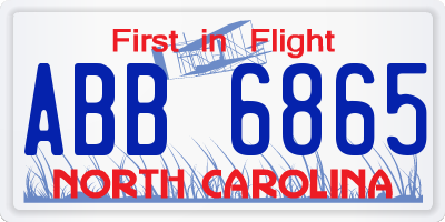 NC license plate ABB6865