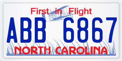 NC license plate ABB6867