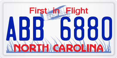 NC license plate ABB6880