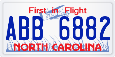 NC license plate ABB6882