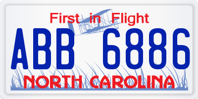 NC license plate ABB6886