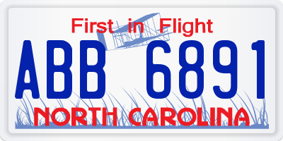 NC license plate ABB6891