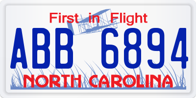 NC license plate ABB6894