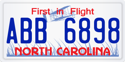 NC license plate ABB6898