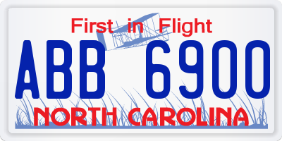 NC license plate ABB6900