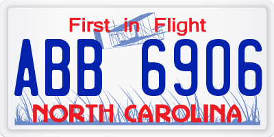 NC license plate ABB6906