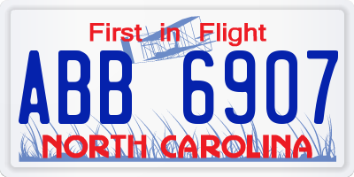 NC license plate ABB6907