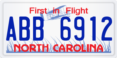 NC license plate ABB6912