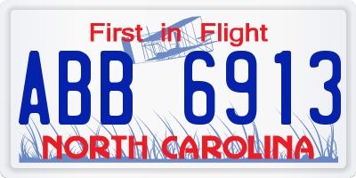 NC license plate ABB6913