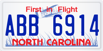 NC license plate ABB6914
