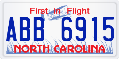 NC license plate ABB6915