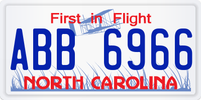NC license plate ABB6966