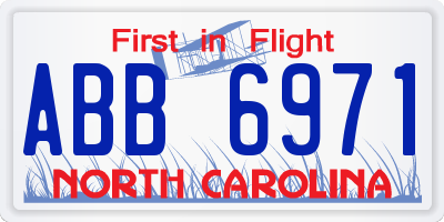 NC license plate ABB6971