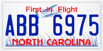 NC license plate ABB6975