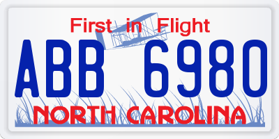 NC license plate ABB6980
