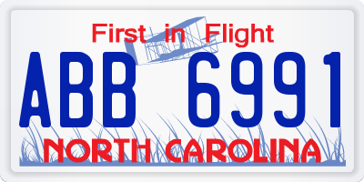 NC license plate ABB6991