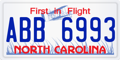 NC license plate ABB6993
