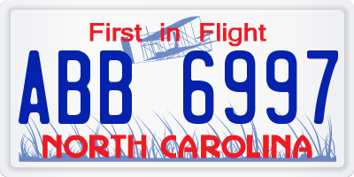 NC license plate ABB6997