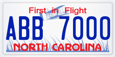 NC license plate ABB7000