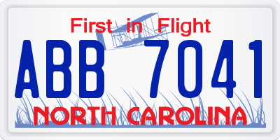 NC license plate ABB7041