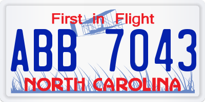 NC license plate ABB7043