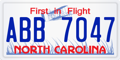 NC license plate ABB7047