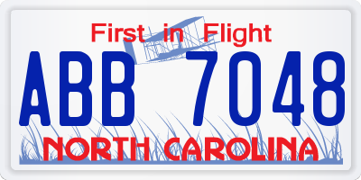 NC license plate ABB7048