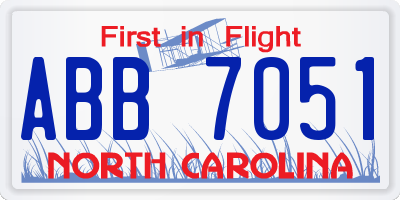 NC license plate ABB7051