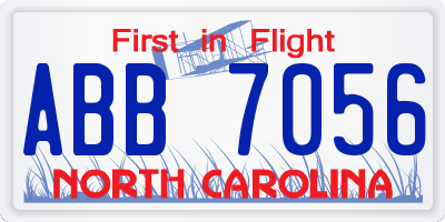 NC license plate ABB7056