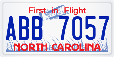 NC license plate ABB7057