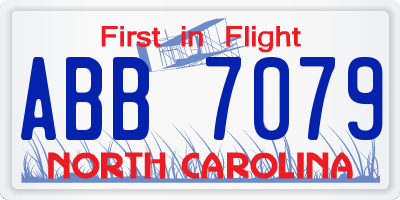 NC license plate ABB7079