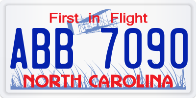 NC license plate ABB7090