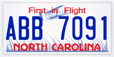 NC license plate ABB7091