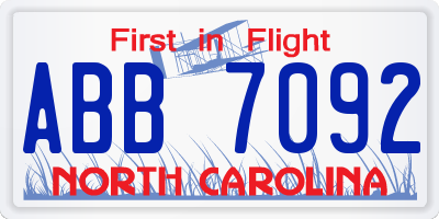 NC license plate ABB7092