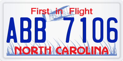 NC license plate ABB7106