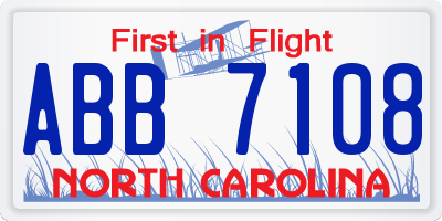 NC license plate ABB7108