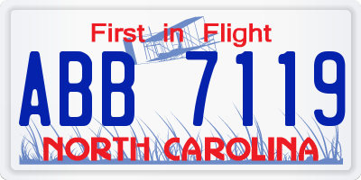 NC license plate ABB7119