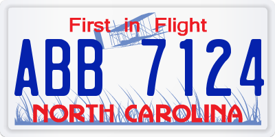 NC license plate ABB7124