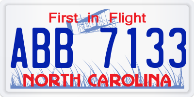NC license plate ABB7133
