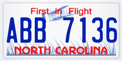 NC license plate ABB7136