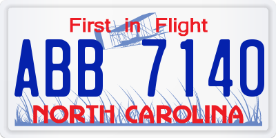 NC license plate ABB7140